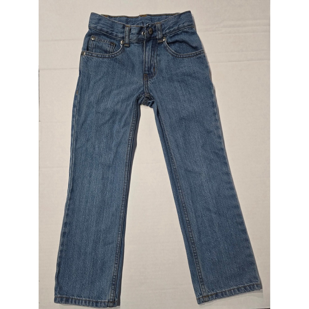 Faded Glory Boys Straight Leg Jeans Medium Wash Denim Size 7S Slim 100 Cotton
